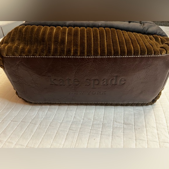 Kate Spade Quilting Stevie Bag Women Black Brown Nylon Corduroy Leather - Picture 6 of 11